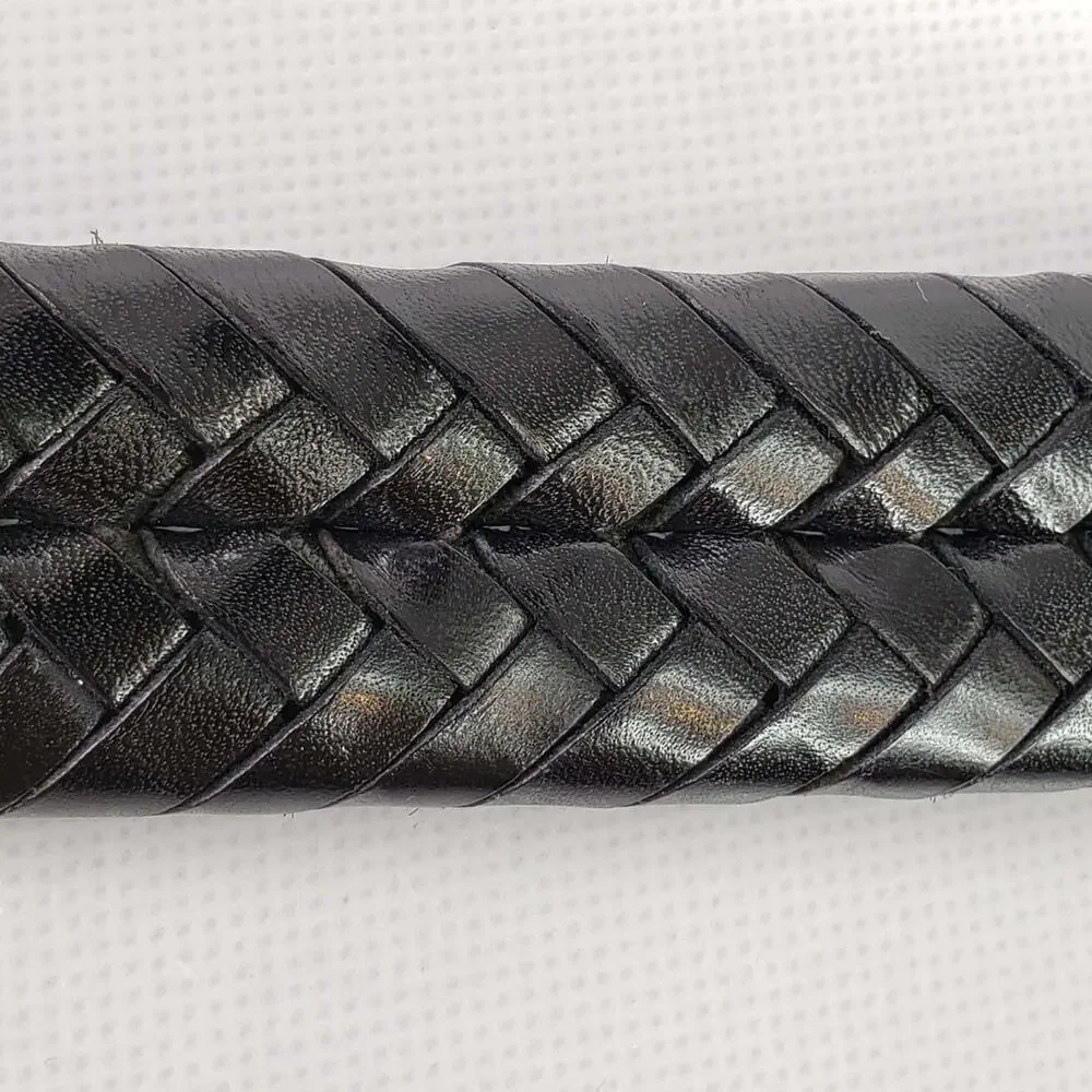Coach Adjustable Braided Black Leather Belt Men’s Size 40” Silver Buckle